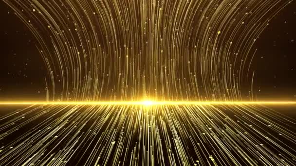 Guld partiklar abstrakt bakgrund med lysande gyllene golv partiklar stjärnor damm. — Stockvideo