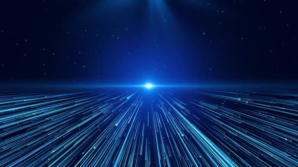 Las partículas de onda de tecnología azul 4K son un movimiento espectacular, las partículas de luz azul están aumentando. — Vídeos de Stock