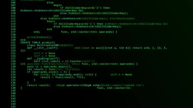 Siyah Ekran Döngü Animasyon Arkaplanı üzerindeki programlama kodu.