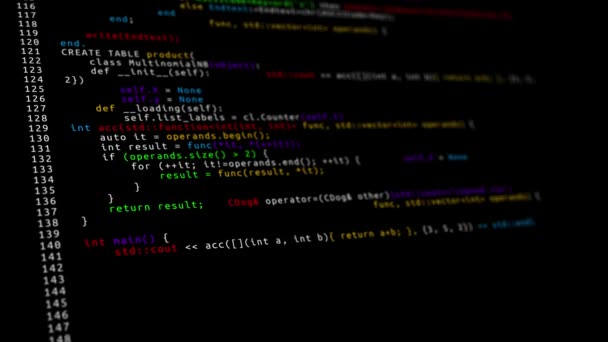 Programación de código corriendo por un terminal de pantalla del ordenador Loop Animation. — Vídeo de stock