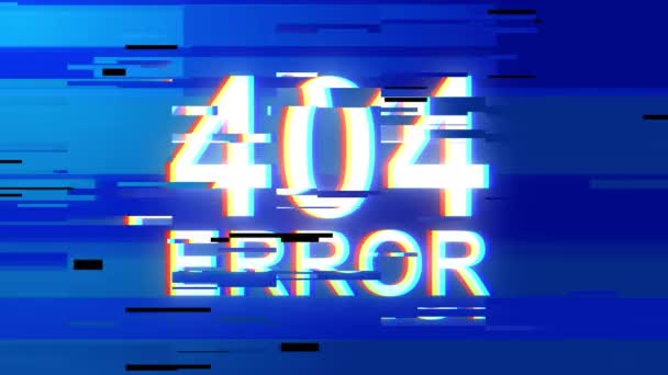 Error 404 animation on glitch old screen display animation. — Stock Video