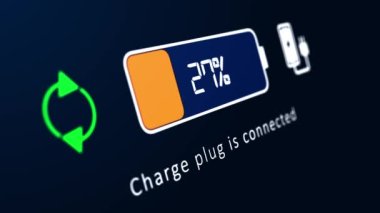 Elektrikli Araç Konsolu pil göstergesi artan şarj animasyonu gösteriyor.