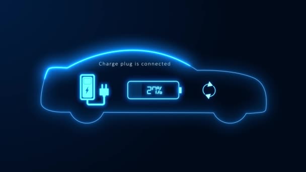 Electric vehicle charging station with progress bar Animation. — 비디오