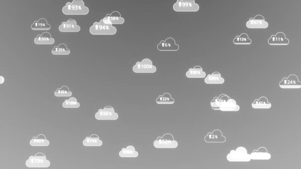 Animatie van witte Cloud Computing technologie internet Loop achtergrond. — Stockvideo