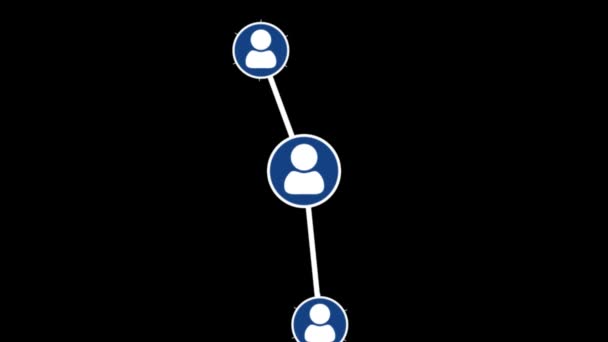 Animation von Netzwerk-Verbindungen mit Menschen-Symbolen, Users Connected Network Technology. — Stockvideo