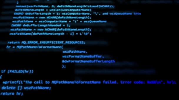 Код программирования 4К. Кодирование или хакерская петля фон. бинарный код. — стоковое видео