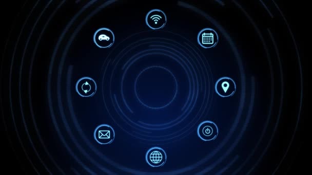 Interfaces de cercle HUD 4K Symbole d'icône technologique Animation numérique. — Video