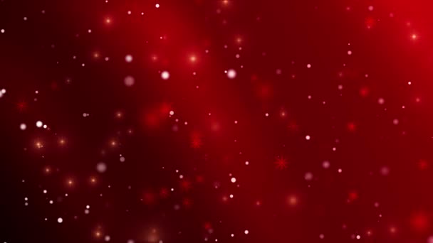 4K νιφάδες χιονιού κομφετί και φώτα bokeh στο κόκκινο βρόχο 4k 3D φόντο. — Αρχείο Βίντεο