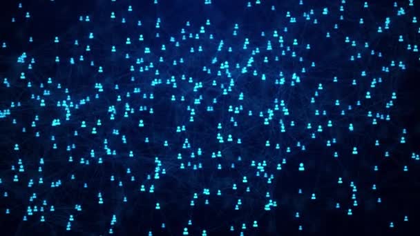 Connexions aux réseaux sociaux. Connecter les gens sur Internet, nœuds carte du monde Animation.