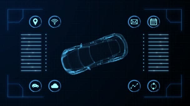 Véhicule électrique Hologramme Auto HUD UI Animation. — Video