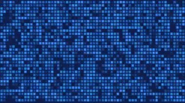 4K Hexadecimal büyük veri siber dijital kod yanıp sönen siyah ve mavi döngü Arkaplan Duvarı.