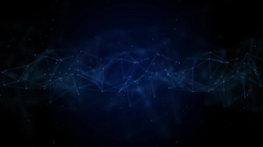 4K Soyut Pleksus Mavi Geometrik Şekiller Bağlantı ve Web Döngüsü Canlandırması.