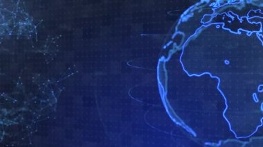 4k Döngü Dünya Hologramı Sayarak Dönen Siber Uzay Yapısı Dünya Canlandırması.