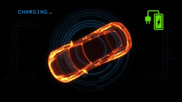 Holograma Futuristic wireframe auto Car service Animación de fondo. — Vídeo de stock