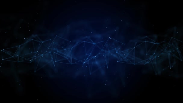 4K Soyut Pleksus Mavi Geometrik Şekiller Bağlantı ve Web Döngüsü Canlandırması. — Stok video