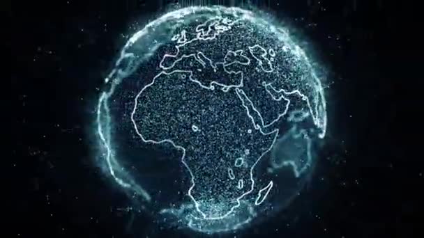 4K Datos digitales futuristas Globe earth Mapa Ciberseguridad y tecnología Animación. — Vídeo de stock