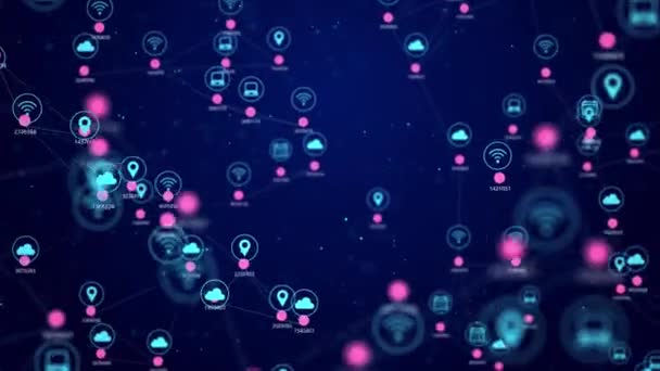 Connexions réseau et données globales sur un fond de boucle de réseau Animation. — Video