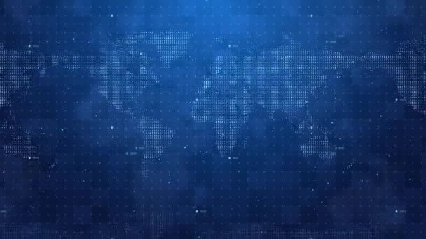 Carte du globe terrestre de particules 4K Animation de boucle de technologie d'hologramme numérique. — Video