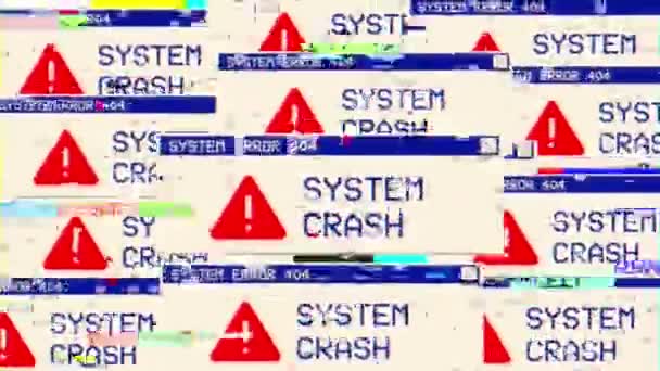 Abstrato Sistema hackeado Erro, mensagem de erro de tela do PC falha, fundo de hacking de ciberataque — Vídeo de Stock