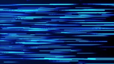 4K Soyut Yönlü Optik Fiber Neon Mavi çizgiler döngüsü arka planı.