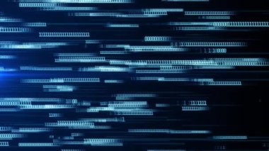 4K 3D Büyük Veri Soyut Sanal Şehrinde fütürist matris numarası animasyonu.