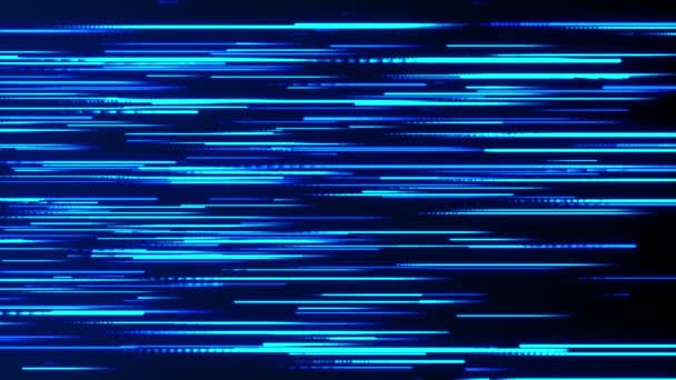 4K Abstracto direccional Fibra óptica neón Líneas azules bucle fondo. — Vídeo de stock