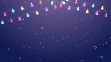 4K Christmas or new year light bulb string with flashing lights 3d Loop background animation.