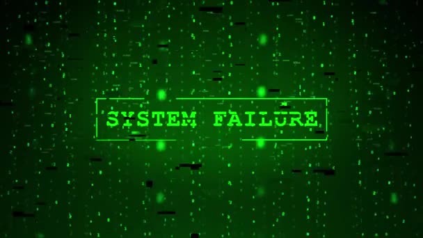 SISTEMA FALTA mensaje de error intermitente en la pantalla Animación. computadora, ataque de hacking. — Vídeos de Stock