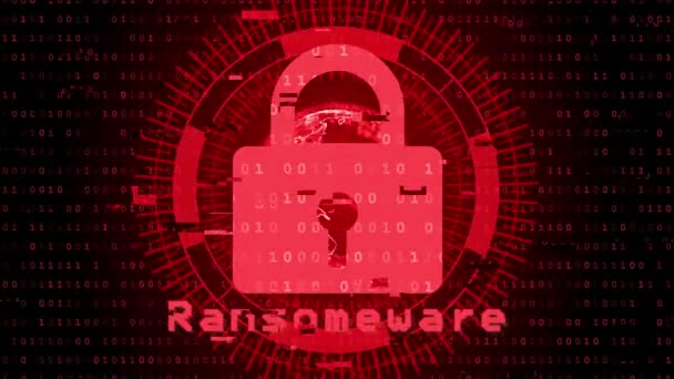 Τεχνολογία Ransomware Κόκκινο φόντο με δυαδικό κώδικα Animation — Αρχείο Βίντεο