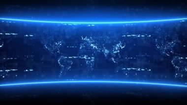 3D Global network modern Virtual TV News Studio and internet connection Loop Animation.
