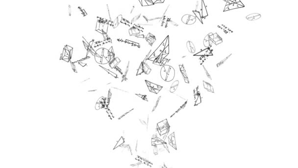 Abstraktní matematické vzorce létající na tmavém pozadí smyčky Animace — Stock video