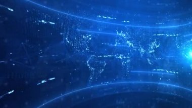4K Global earth map rotating digital world breaking news Studio Loop Background.