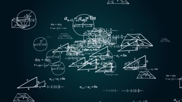 Streszczenie Pętla 4K Kreatywne cyfrowe formuły matematyczne Pętla Zielony ekran Animacja Tło. — Wideo stockowe