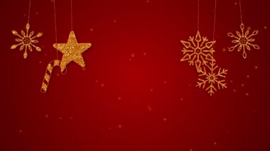 Loop Merry Christmas golden decoration on Red background