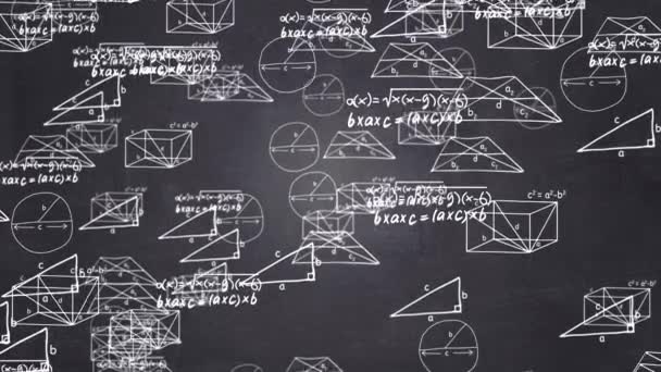 Matematická teorie a matematický vzorec rovnice doodle rukopis pohybující se smyčka pozadí — Stock video