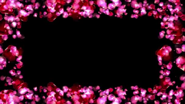 Abstracte heilige Valentijnsdag Roze rozenblaadjes lus achtergrond. — Stockvideo