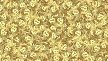 Bitcoin, internet para birimleri Düşen Yeşil Ekran Döngüsü Canlandırma Arkaplanı.