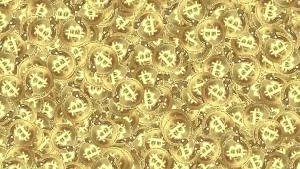 Bitcoin, pièces de monnaie internet tombant écran vert boucle Animation Arrière-plan. — Video