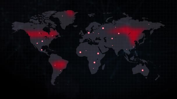 4K Globale Pandemiekarte des sich ausbreitenden Coronavirus Loop Animation Hintergrund. — Stockvideo