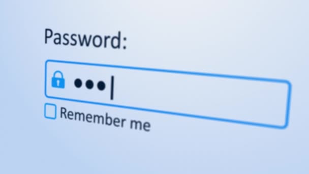 パスワードを入力します。コンピュータ画面にパスワードを入力する背景アニメーション. — ストック動画