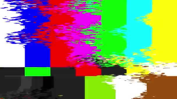 Nessun segnale vecchia TV d'epoca. Rumore statico del colore. Glitch errore video sfondo danni. — Video Stock