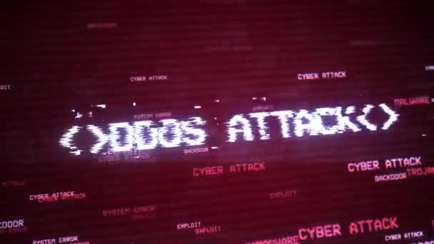Ddos hacker útok Počítačová obrazovka s hackerskou varovnou zprávou Pozadí 4K. — Stock video