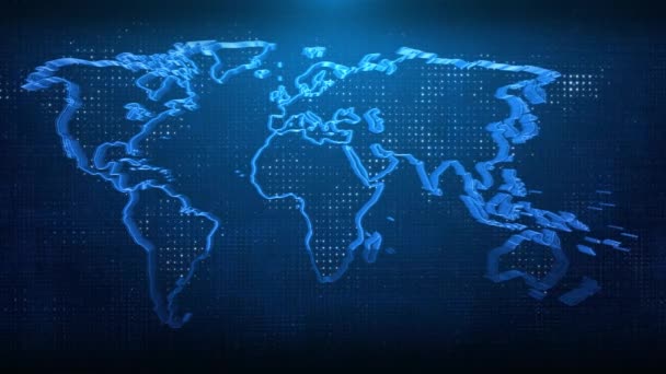 4K Blue Global World Map of the planet Floating plexus geometric  background. — Stock Video ©  #490935514