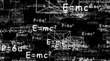 Matematiksel formüllerin, hesaplamaların, grafiklerin 4K döngü animasyonu.