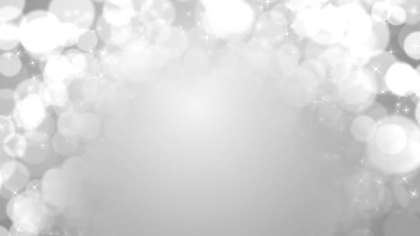 Abstrakt rörelse bakgrund lysande silver skimrande glittrande partiklar Loop med Bokeh. — Stockvideo