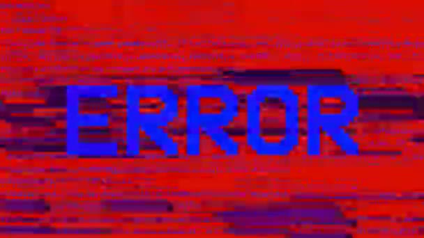 Rouge Message d'erreur critique clignotant à l'écran Glitch, attaque de piratage informatique. — Video