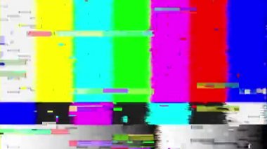 Televizyon ekranı hatası. renk çubukları teknik sorunlar. Renk Çubukları veri bozulmaları Döngü Canlandırması.