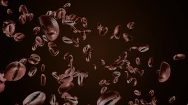 Kahve çekirdekleri yavaş düşüyor 3D animasyon yeşil ekran.