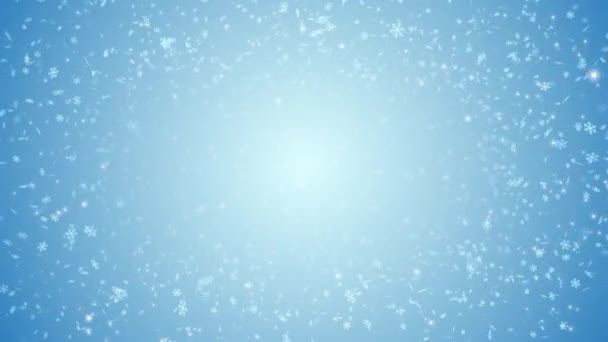 4K Abstract Animation of christmas and snowflakes falling on Blue background. — 비디오