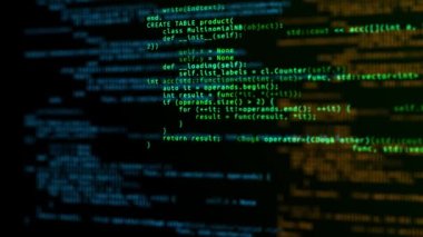 3D yazılım geliştirici bilgisayar betiği programlama kodu soyut teknoloji döngüsü arka planı.